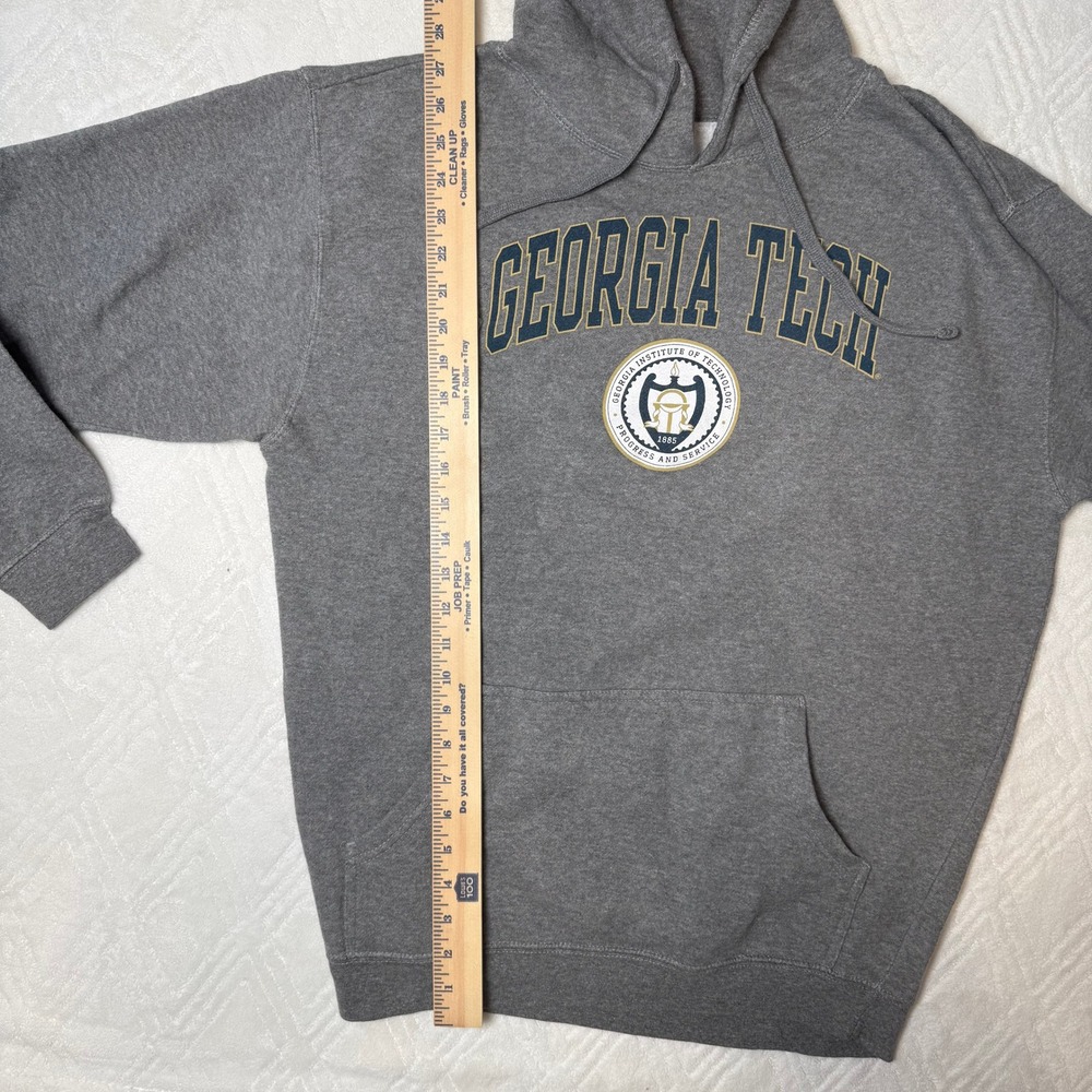 Collegiate Varsity Georgia Tech Hoodie Adult L Barnesmith Gray Yellow Jackets - Picture 5 of 6